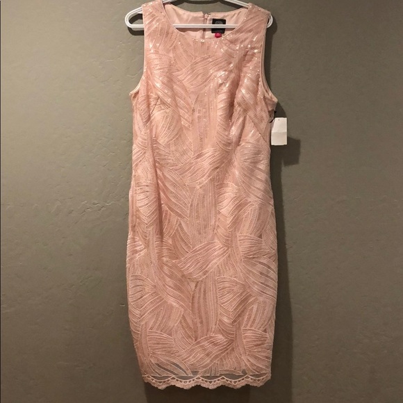 vince camuto rose gold dress